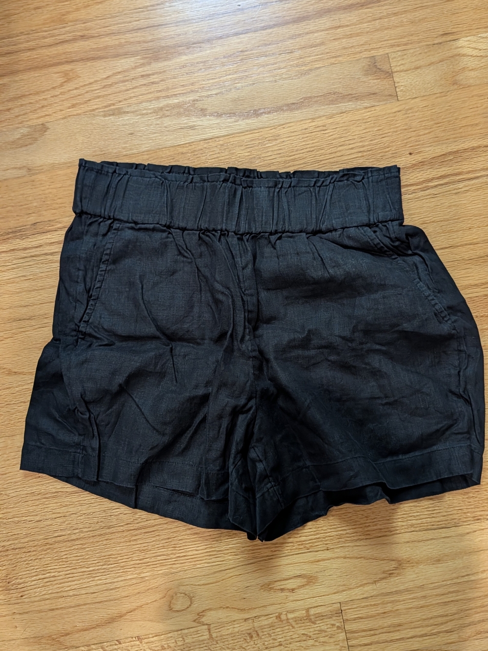 J. Crew Black High-Waist Elastic Linen Trpoez Shorts - XS - Picture 2 of 3
